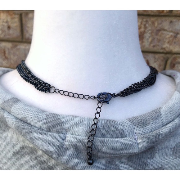 Long Layered Chain and Rhinestone Necklace - Picture 6 of 6